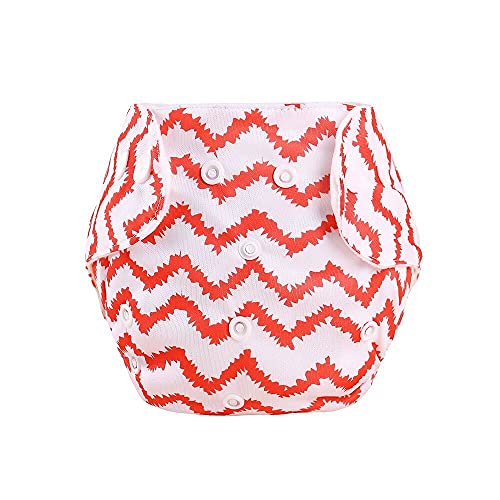 Alya Pocket Button Style Solid Winter Reusable Cloth Diaper Printed With 2 White Microfiber Bamboo Inserts For Toddlers/New Borns (RED STRIP;0-24 Months) - Image 3