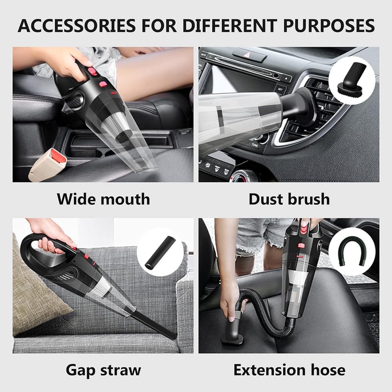 iWagon i5102 Car Vacuum Cleaner 12V High Power Handheld Car Vacuum for Deep Cleaning|110W Vacuum Motor & 5000PA Powerful Suction,16 Ft Cord, HEPA-Filter & Bag for Travel-Car Accessories(Black) - Image 2