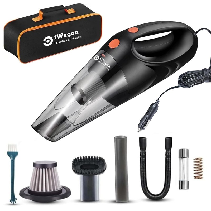 iWagon i5102 Car Vacuum Cleaner 12V High Power Handheld Car Vacuum for Deep Cleaning|110W Vacuum Motor & 5000PA Powerful Suction,16 Ft Cord, HEPA-Filter & Bag for Travel-Car Accessories(Black) - Image 1