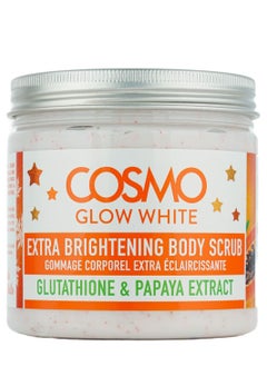 COSMO Cosmo Glow White Extra Brightening Body Scrub 475ml, Glutathione & Papaya Extract, Making Skin Feel Softer, Smoother, Supple & Radiant, For Unisex 