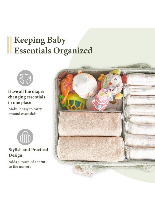 Dahey Dahey Baby Diaper Caddy Organizer with Bear, Nursery Storage Basket Gifts for Newborn Shower Essentials, Handle Portable Car Diaper Bag for Baby Changing Table Baby Registry Stuff, Green - Image 1