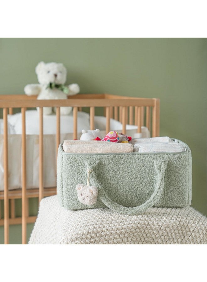 Dahey Dahey Baby Diaper Caddy Organizer with Bear, Nursery Storage Basket Gifts for Newborn Shower Essentials, Handle Portable Car Diaper Bag for Baby Changing Table Baby Registry Stuff, Green - Image 3