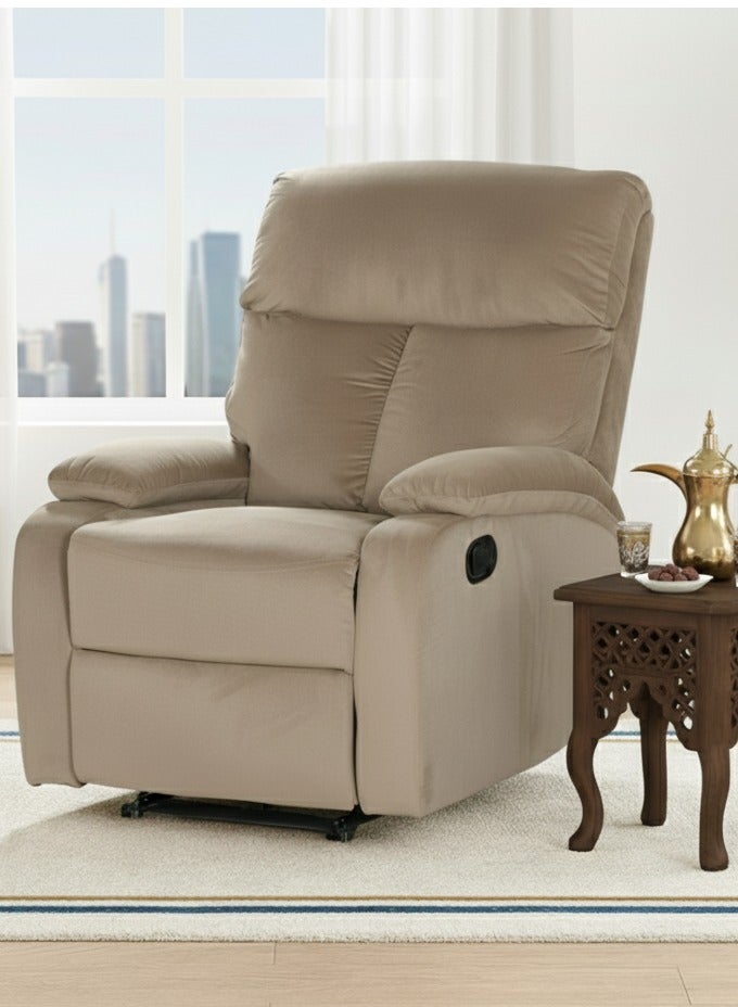 رويال أوك كرسي استرخاء رويالوك كوبر قماشي، مقعد واحد | ظهر مرتفع | تصميم مزخرف بالأزرار | مساند أذرع مبطنة | راحة بنوابض الجيب | مسند قدم متين | دعم معدني قوي - Image 1