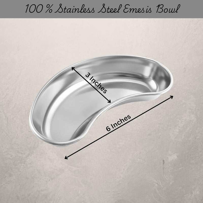 BOSKY Stainless Steel Small Kidney Tray 6" inch Basin Emesis Bowl Surgical 12 oz Utility Reusable Dish - Image 2
