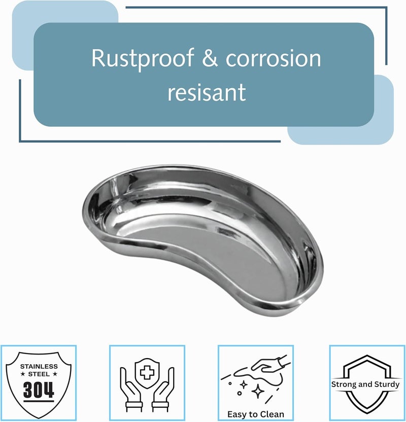 BOSKY Stainless Steel Small Kidney Tray 6" inch Basin Emesis Bowl Surgical 12 oz Utility Reusable Dish - Image 3