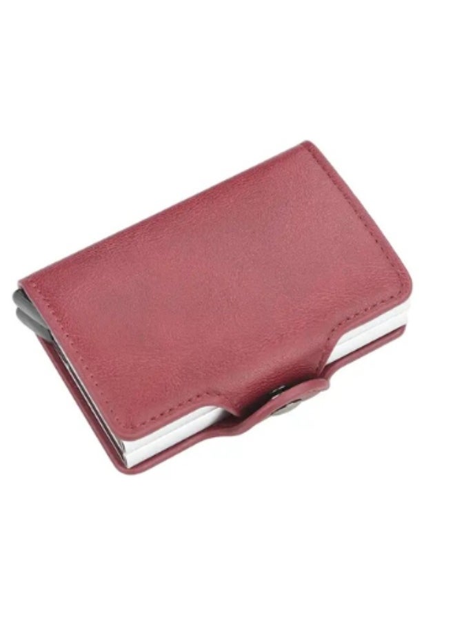 Rup Art RFID Protection Block Card Case Automatic Popup DUAL Bank Credit Business ID Card Holder For Women And Men 