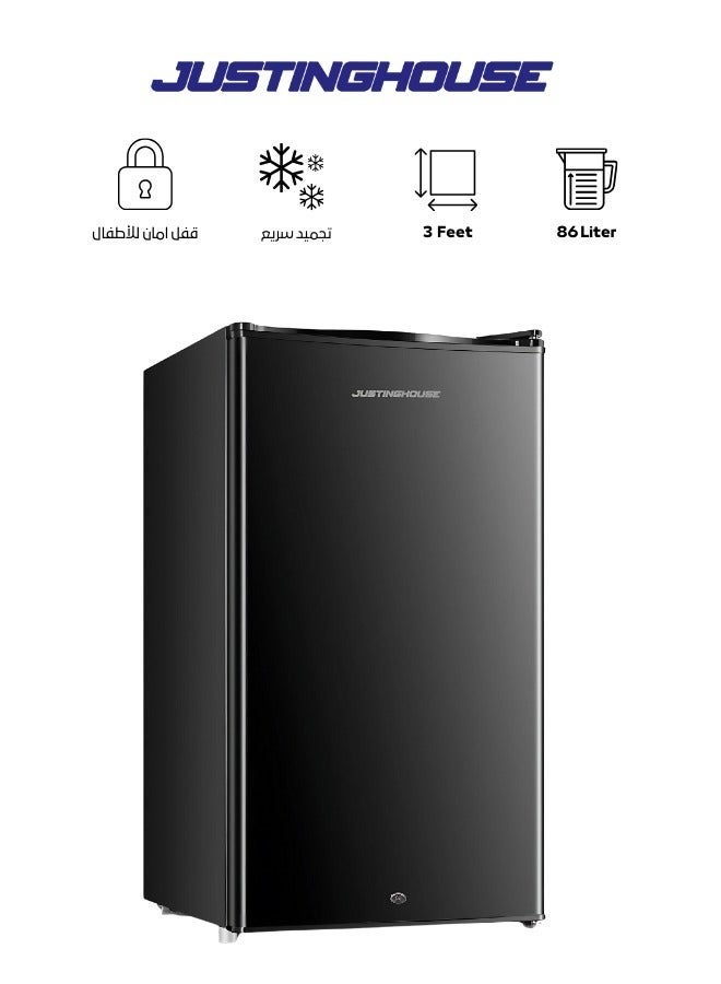 JUSTINGHOUSE Single Door Refrigerator, 86 Liters, Black - JSRF-99D - Image 1