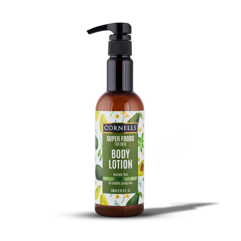 CORNELLS WELLNESS CORNELLS Super Foods Avocado & Manuka Honey Body Lotion | For Healthy & Plump Skin Body Lotion for Men & Women | Nourishing, Hydrating Paraben & Sulfate Free - 500ml - Image 1