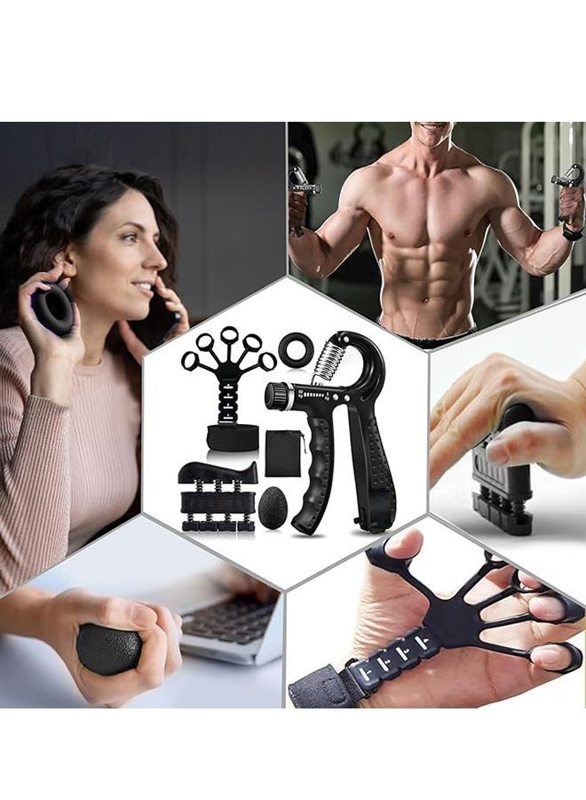 Yidong 7-Piece Unisex Grip Strength Trainer Set: Spring Grip with Counter + Finger Strength Tools - Image 4