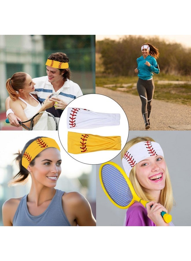 HONBAY 2Pcs Outdoor Sports Hairbands Hair Accessories Baseball Headband Softball Headband Non Slip Elastic Yoga Workout Headband Fashion Ball Print Bicycle Bandanas Head Wrap For Men And Women (A) - Image 3