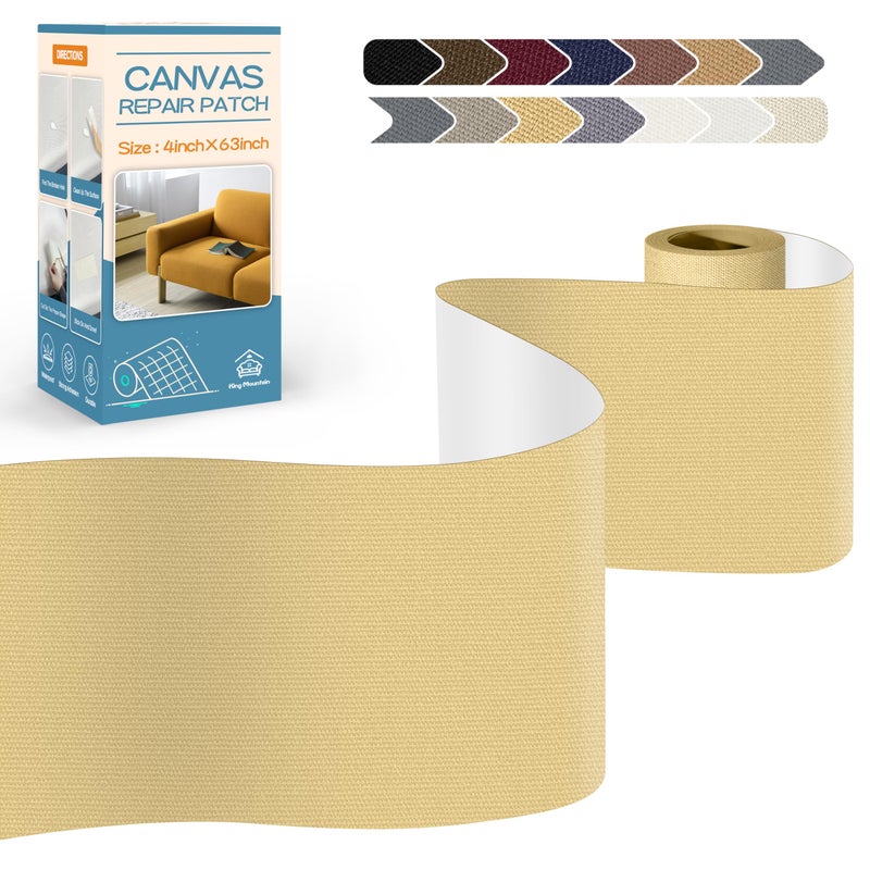 KING MOUNTAIN Canvas Repair TapeOutdoor Gear Patch 463 InchesWaterproofSelfAdhesive for Repairing Boat CoversSun ShadesSofasTentsLounge ChairsAwnings Beige1