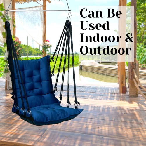 Patiofy Large Soft Leather Velvet Hammock Hanging Swing Chair,Jhula For Adults,Swing For Indoor/Outdoor,Home,Balcony & Garden,200 Kgs Weight Capacity (Free Hanging Accessories- Navy Blue) - Cotton - Image 2