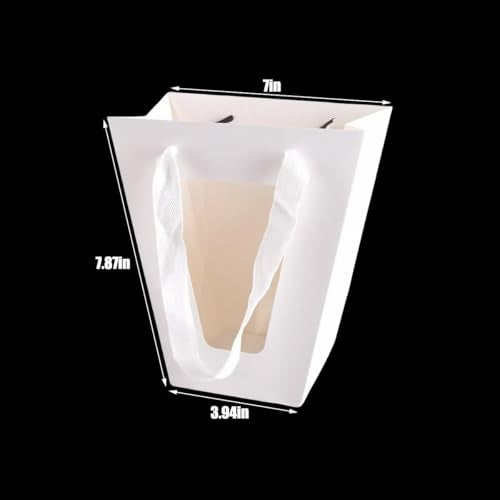 WWT 20Packs White Flower Gift Bag with Clear Window, Bouquet Bags with Handle, Party Favor Bags for Mother's Day Wedding Party Birthday - Image 2
