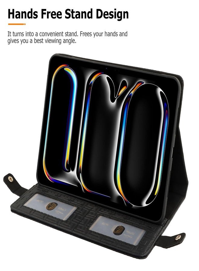 Dteck Handbag Case for Galaxy Tab S10 Ultra/S9 Ultra/S8 Ultra 14.6 Inch Case with S Pencil Holder,Folio Stand PU Leather Crossbody Shoulder Hand Strap Card Pocket Magnetic Envelope Wallet Cover,Black - Image 3