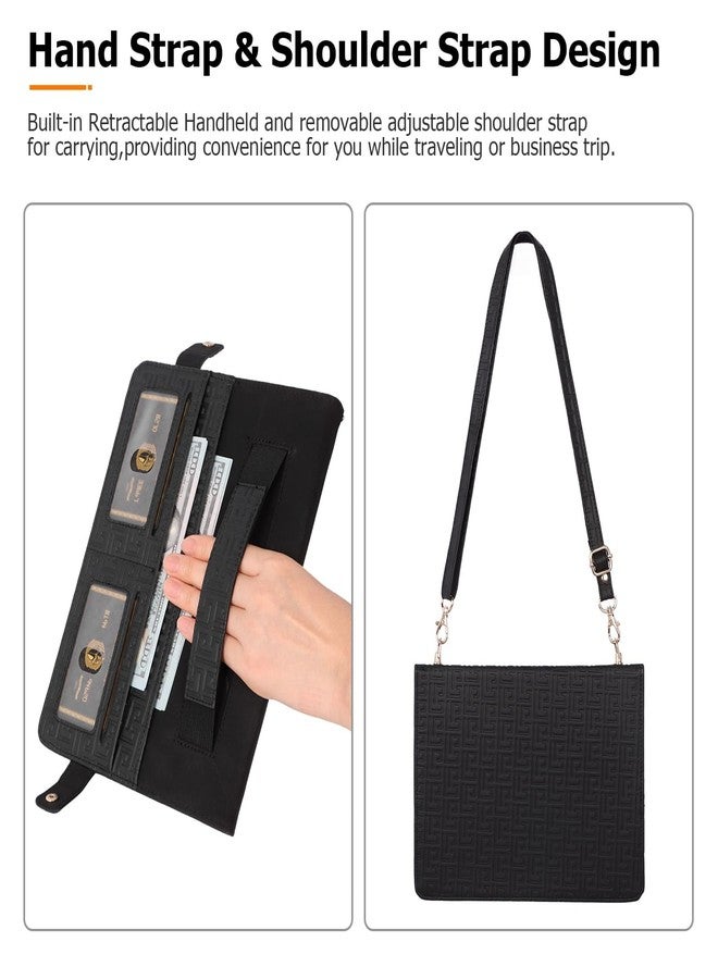 Dteck Handbag Case for Galaxy Tab S10 Ultra/S9 Ultra/S8 Ultra 14.6 Inch Case with S Pencil Holder,Folio Stand PU Leather Crossbody Shoulder Hand Strap Card Pocket Magnetic Envelope Wallet Cover,Black - Image 5