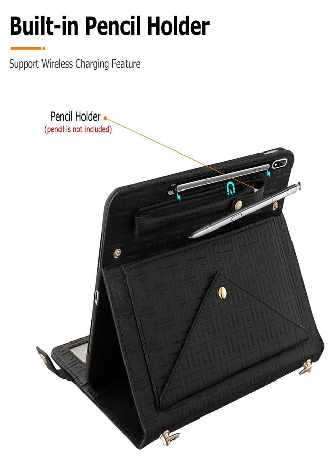 Dteck Handbag Case for Galaxy Tab S10 Ultra/S9 Ultra/S8 Ultra 14.6 Inch Case with S Pencil Holder,Folio Stand PU Leather Crossbody Shoulder Hand Strap Card Pocket Magnetic Envelope Wallet Cover,Black - Image 4
