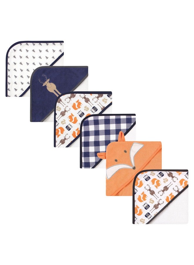 Hudson Baby Unisex Baby 6Pc Cotton Rich Hooded Towels Bundle Set, Blue Moose Fox, One Size - Image 1