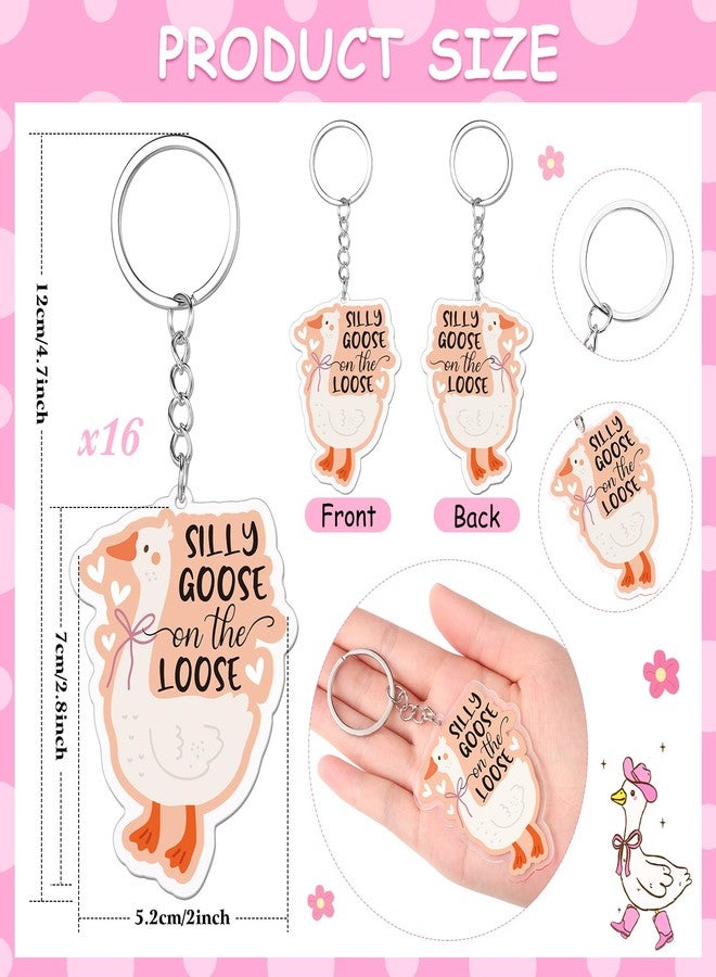 سوريو مجموعة Sureio من 16 قطعة من سلاسل مفاتيح الإوزة المرحة، هدايا رائعة لحفلات الإوزة الطليقة، سلاسل مفاتيح لطيفة ومضحكة، مثالية لحشو جوارب عيد الميلاد للنساء والأطفال، حقائب الظهر وحقائب اليد، لوازم حفلات أعياد الميلاد وحفلات استقبال المولود. - Image 2
