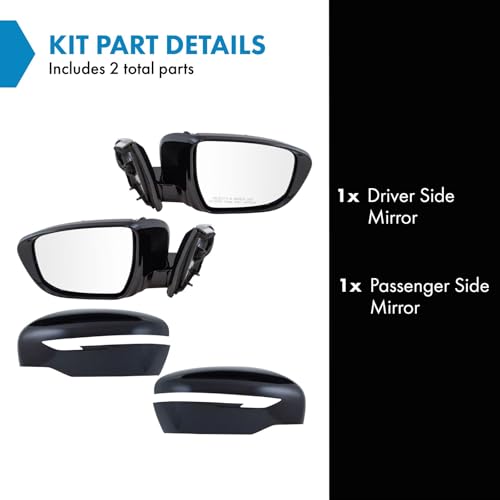 TRQ Driver & Passenger Side Power Mirror Set Paint to Match Smooth Black Manual Fold Compatible with 2015-2016 Nissan Murano NI1320283 NI1321283 - Image 2