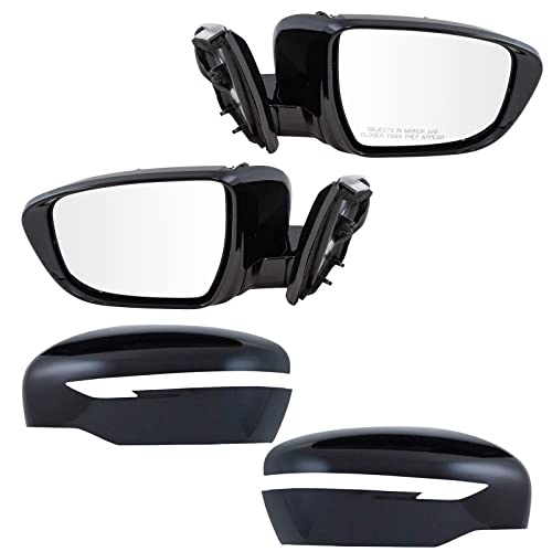 TRQ Driver & Passenger Side Power Mirror Set Paint to Match Smooth Black Manual Fold Compatible with 2015-2016 Nissan Murano NI1320283 NI1321283 - Image 1