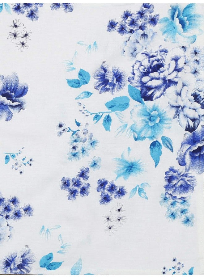 Swayam Swayam Veda Collection Premium Cotton 160 TC Floral Print Cotton Single Bed Sheet with 1 Pillow Cover - Blue/White  - Image 4