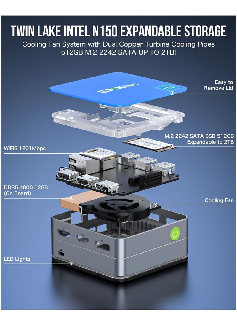 GMKtec - NucBox G2 Plus Desktop Ultracompact Mini PC, Intel Twin Lake N150(4C/4T) up to 3.6GHz, Desktop Mini Computer Windows 11 Pro 12GB LPDDR5 RAM 512GB SSD WiFi 6 BT5.2 Micro Computer - Image 1