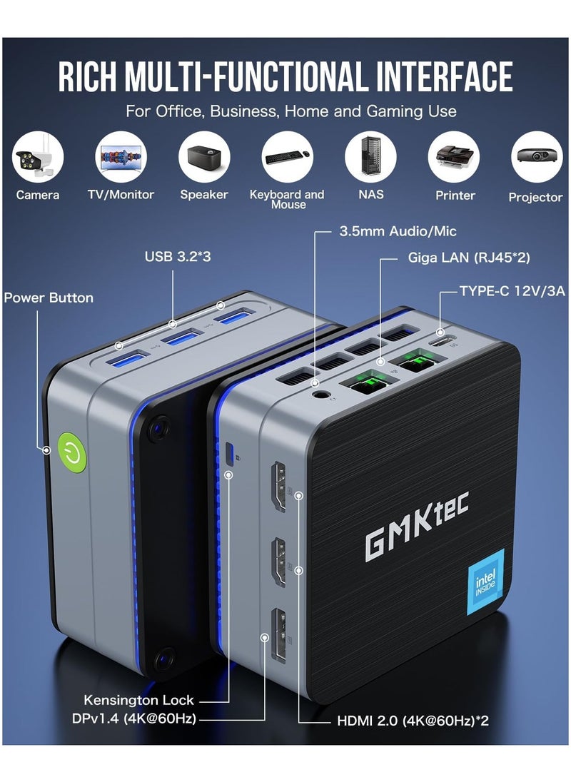 GMKtec NucBox G2 Plus Desktop Ultracompact Mini PC, Intel Twin Lake N150(4C/4T) up to 3.6GHz, Desktop Mini Computer Windows 11 Pro 12GB LPDDR5 RAM 512GB SSD WiFi 6 BT5.2 Micro Computer  - Image 4