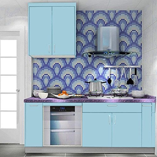 WALLTON - Blue Gloss Peel and Stick Self-Adhesive Removable Thicken Waterproof for Kitchen Countertop Cabinet Wardrobe - 24''x''192 Inches - Image 2