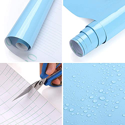 WALLTON - Blue Gloss Peel and Stick Self-Adhesive Removable Thicken Waterproof for Kitchen Countertop Cabinet Wardrobe - 24''x''192 Inches - Image 4