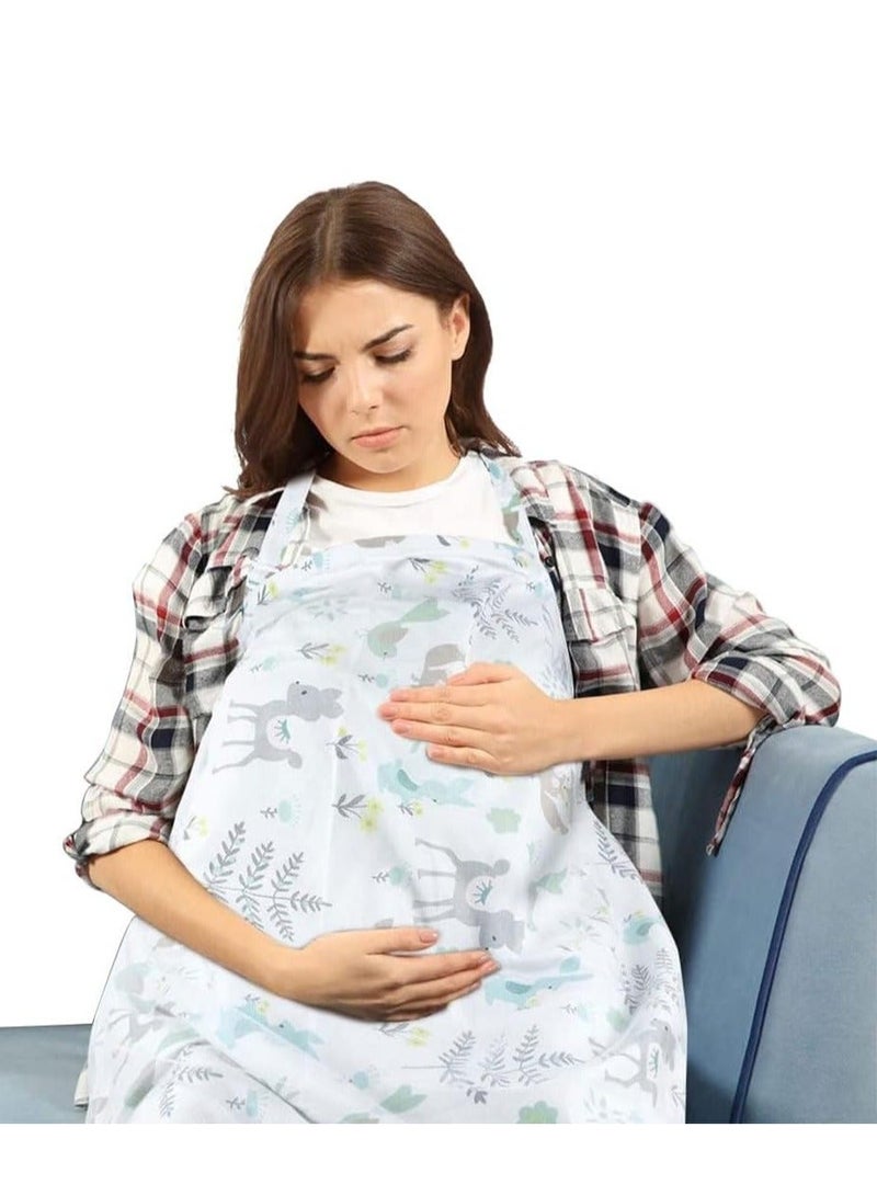 Nursing Cover for Baby Breastfeeding 100% Cotton Breathable Muslin with Adjustable Strap Apron Up 360° Full Coverage Mother (Wild Animal Pattern) - Image 1