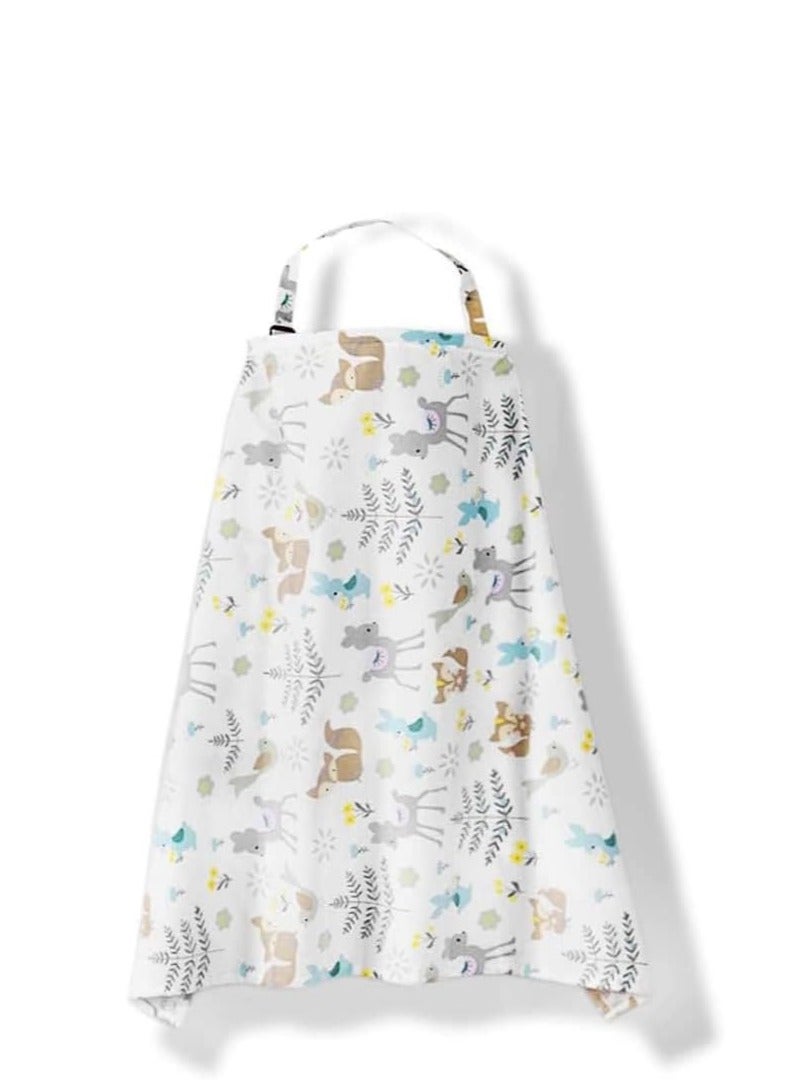 Nursing Cover for Baby Breastfeeding 100% Cotton Breathable Muslin with Adjustable Strap Apron Up 360° Full Coverage Mother (Wild Animal Pattern) - Image 5