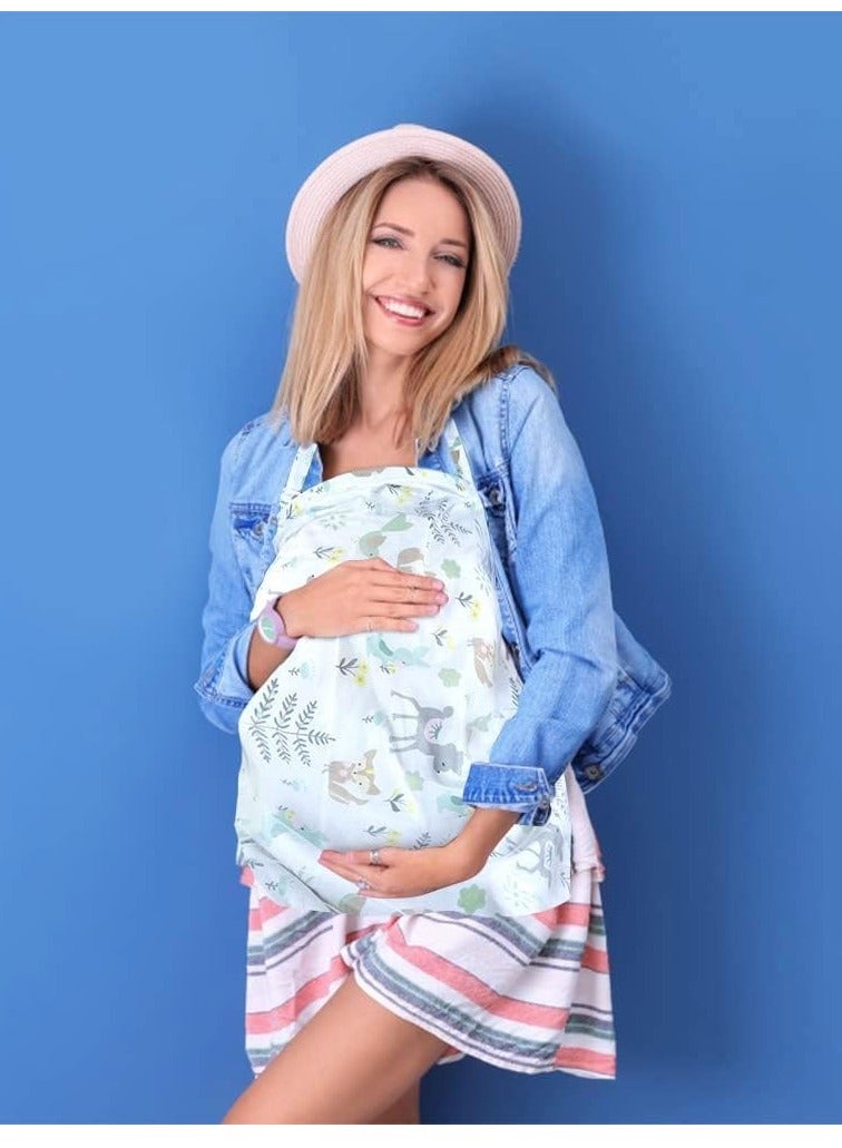 Nursing Cover for Baby Breastfeeding 100% Cotton Breathable Muslin with Adjustable Strap Apron Up 360° Full Coverage Mother (Wild Animal Pattern) - Image 3