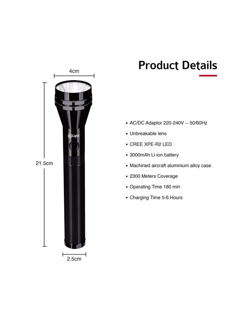 Mr. Light - Rechargeable LED Flashlight Torch Water Resistance 2300 Meter Coverage 3 Hours Working Time Portable And Compact Torch - Image 1