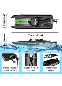 VOLANTEXRC Remote Control Boats For Pools And Lakes 20+Mph Atomicxs High Speed Rc Boat For Kids Or Adults Toy Boat Gifts With 2 Batteries & Reverse Function (795-5 Black)  - Image 3
