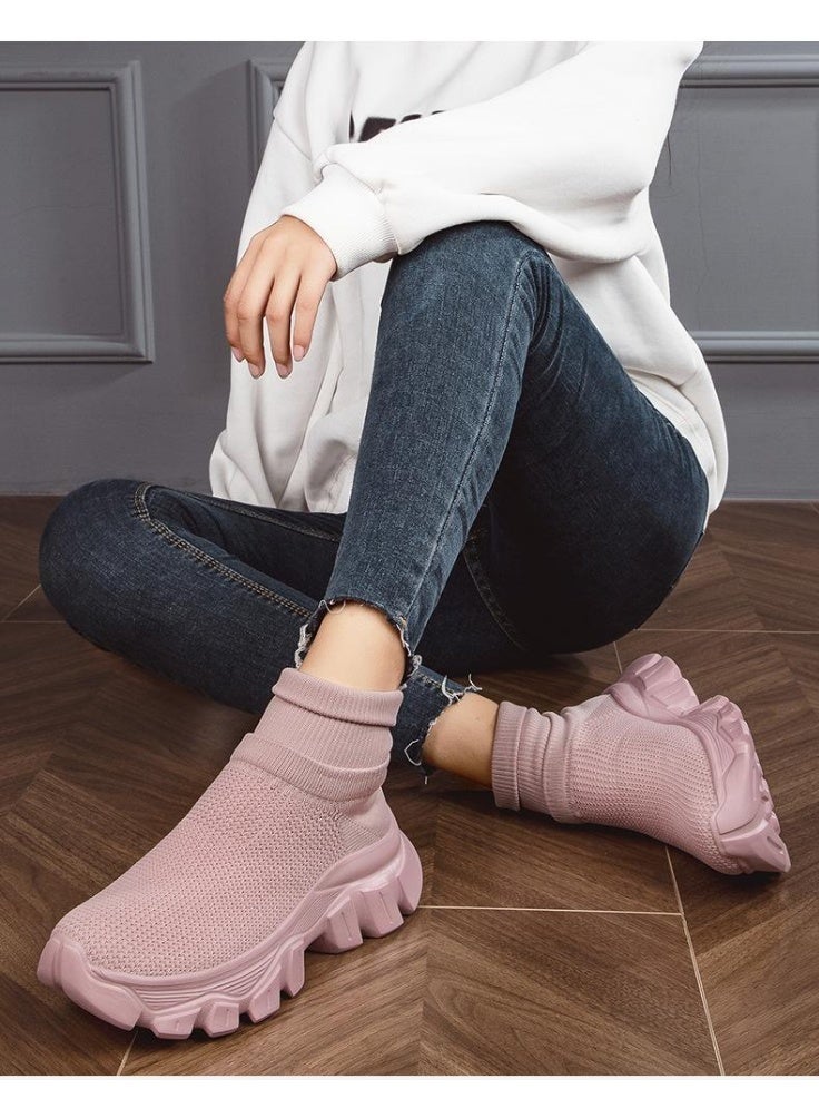 NIBEMINENT Woman Sneakers Platform Sports Shoes Comfortable Ankle Sock Shoes  Increase Height Casual Shoes Size 35-45  - Image 2