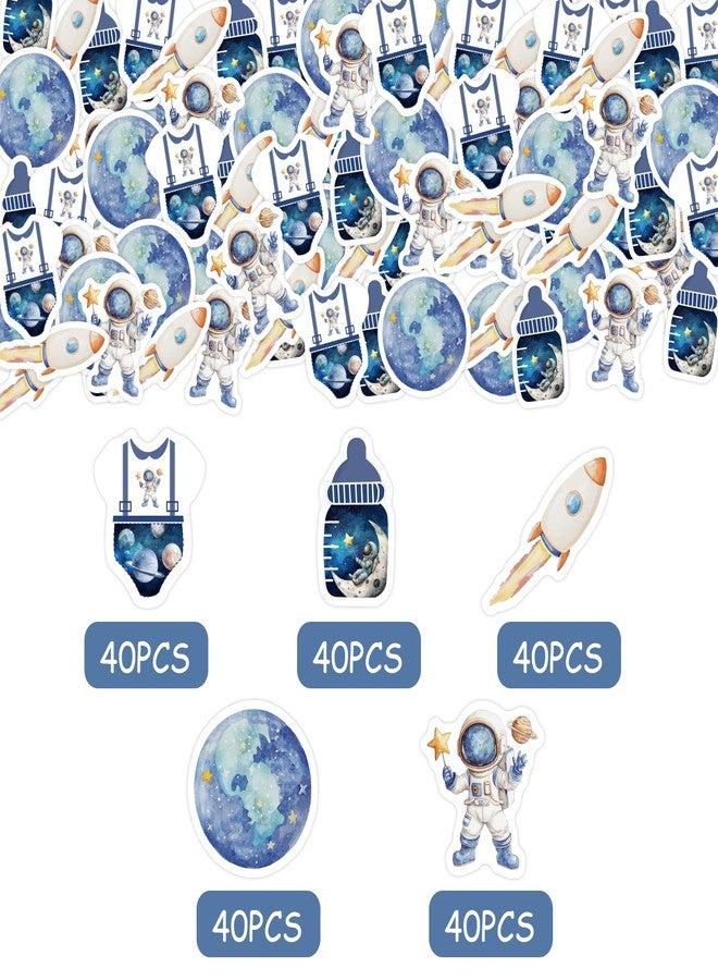 Cheereveal Outer Space Baby Shower Confetti - 200 Pieces Blue Table Decoration, Planet Astronaut Rocket Outer Space Trip Themed Birthday Party Supplies - Image 2