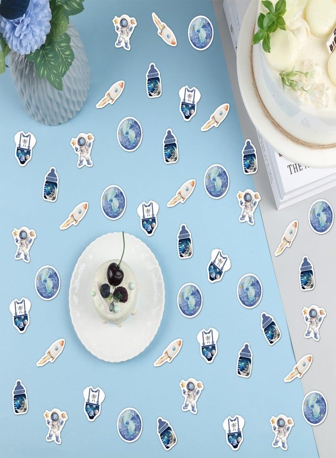 Cheereveal Outer Space Baby Shower Confetti - 200 Pieces Blue Table Decoration, Planet Astronaut Rocket Outer Space Trip Themed Birthday Party Supplies - Image 4