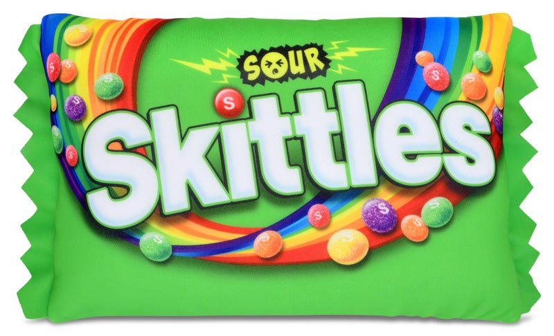 iscream Sour Skittles Package Photoreal Print 12 x 7 Microbead Mini Accent Pillow
