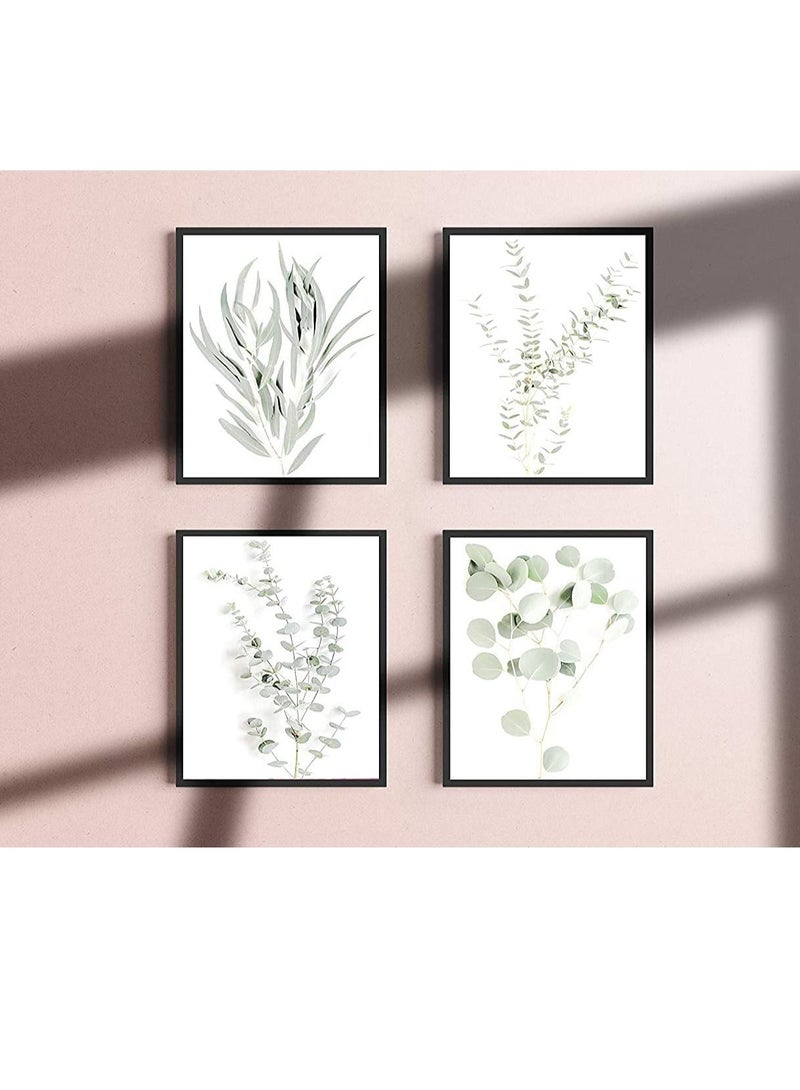 SYOSI Botanical Plant Wall Art Prints - Decor Pictures Minimalist Photo Kitchen Leaves Boho Leaf Eucalyptus Green Poster Set of 4 (8"x10", Unframed)  - Image 4