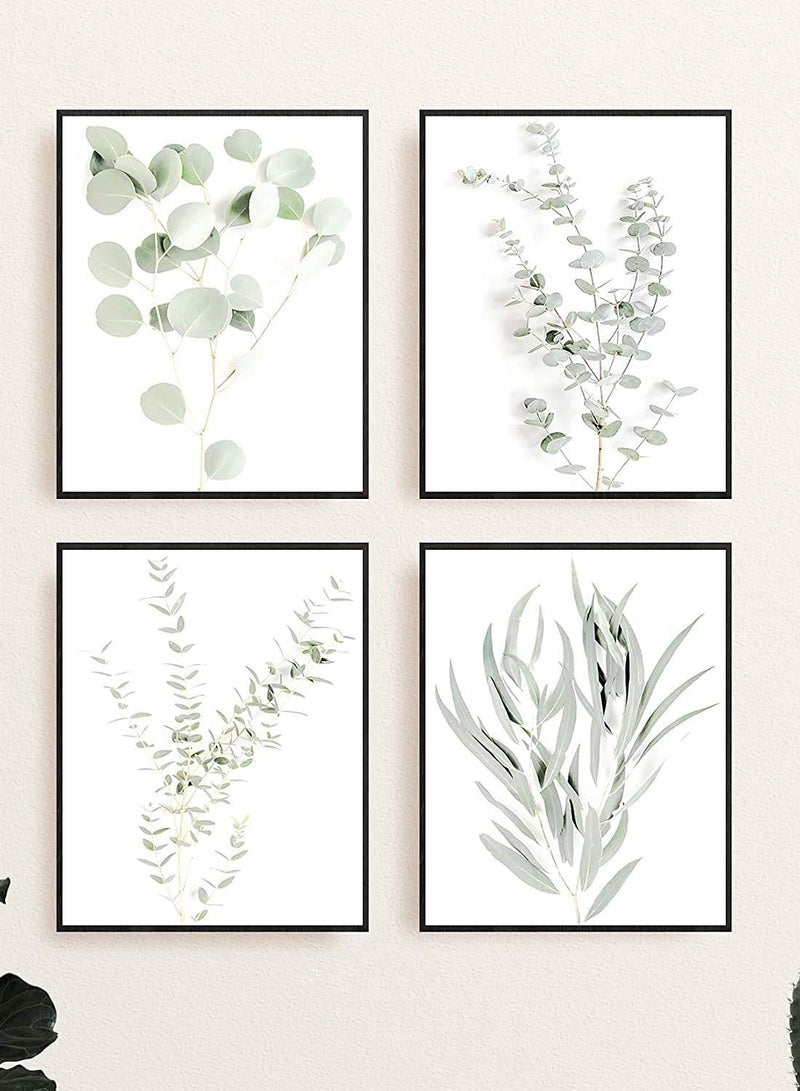SYOSI Botanical Plant Wall Art Prints - Decor Pictures Minimalist Photo Kitchen Leaves Boho Leaf Eucalyptus Green Poster Set of 4 (8"x10", Unframed)  - Image 2