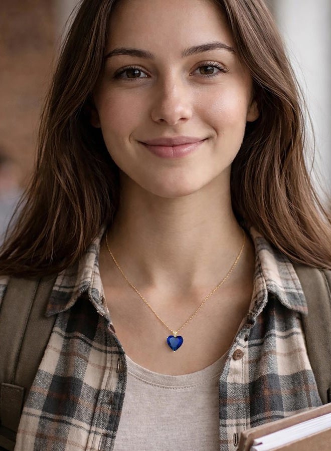MIDDLUX Birthstone Necklace for Women, Heart Necklace, Birthstone Jewelry, Sapphire Necklace, Sapphire Jewelry for Women, September Birthday Gifts for Women, Sapphire Necklace for Women, Blue Necklace - Image 5