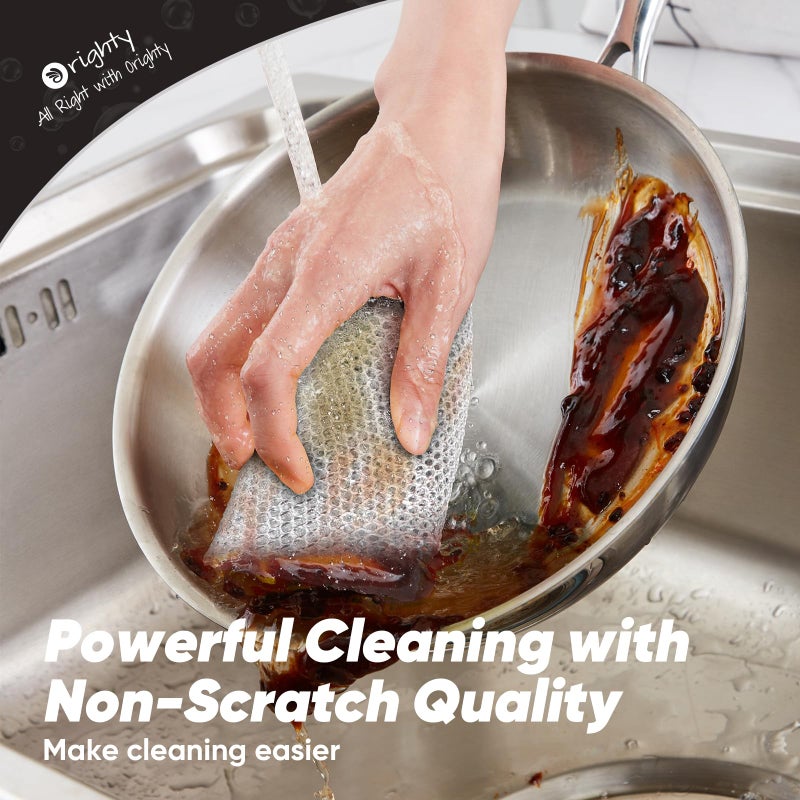 Orighty 12 Pcs Multipurpose Wire Dishwashing Rag, Non-Scratch Wire Dish Cleaning Cloths for Wet and Dry, Reusable Steel Scrubber for Kitchen, Powerful Dishcloth Rag for Cookware, Dish, Stove-7"x8" - Image 4