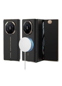اووكاي جراب جلدي مغناطيسي لهاتف Huawei Mate XT، صدفي ثلاثي الطي مع حلقة مغناطيسية مزدوجة، دعم مغناطيسي قوي لقبضة الهاتف Magsafe، شاشة عرض ذكية لهاتف Huawei Mate XT (أسود)  - Image 1