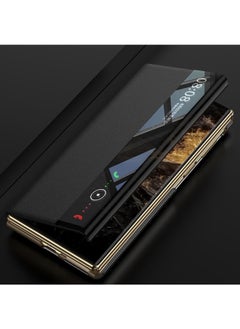 اووكاي جراب جلدي مغناطيسي لهاتف Huawei Mate XT، صدفي ثلاثي الطي مع حلقة مغناطيسية مزدوجة، دعم مغناطيسي قوي لقبضة الهاتف Magsafe، شاشة عرض ذكية لهاتف Huawei Mate XT (أسود)  - Image 2