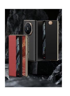اووكاي جراب جلدي مغناطيسي لهاتف Huawei Mate XT، صدفي ثلاثي الطي مع حلقة مغناطيسية مزدوجة، دعم مغناطيسي قوي لقبضة الهاتف Magsafe، شاشة عرض ذكية لهاتف Huawei Mate XT (أسود)  - Image 5