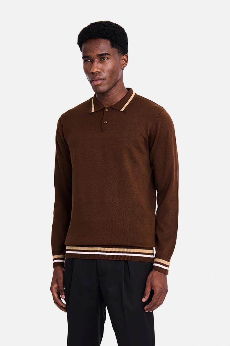 Snitch Brown Brown Solid Long Sleeve Regular Fit T-Shirt for Men | Best Price UAE