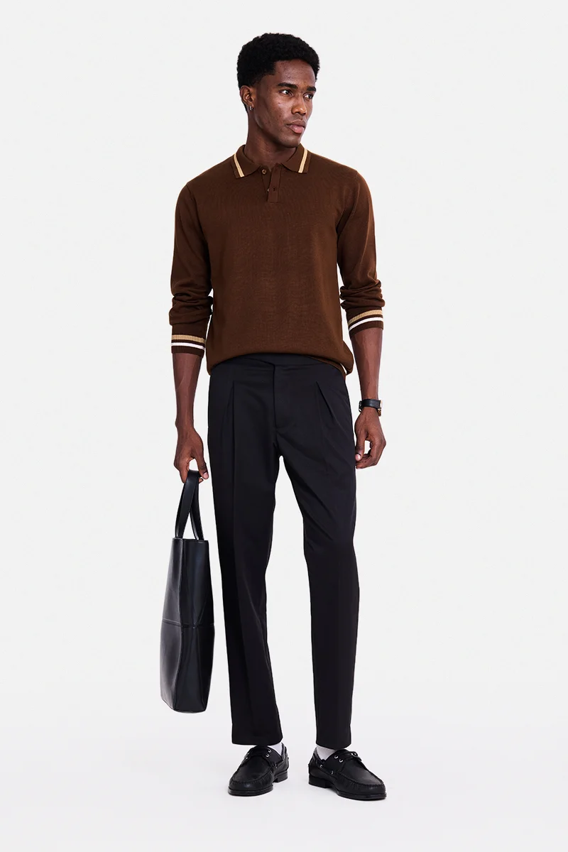 SNITCH Brown Solid Long Sleeve Regular Fit T-Shirt