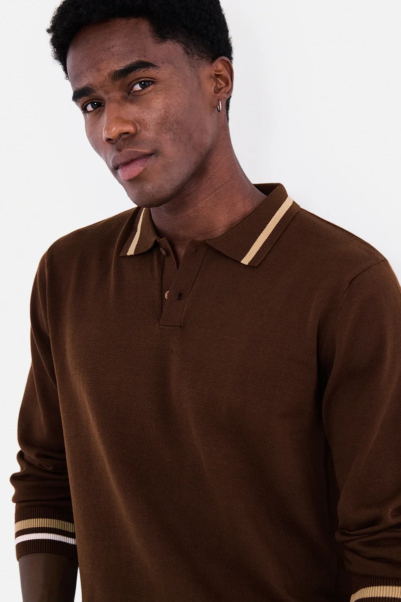Snitch Brown Brown Solid Long Sleeve Regular Fit T-Shirt for Men | Best Price UAE