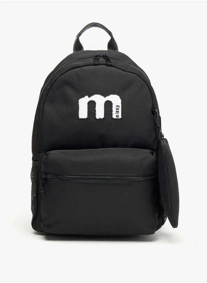 MISSY Women Missy Logo Detail Backpack with Adjustable Straps and Zip Closure