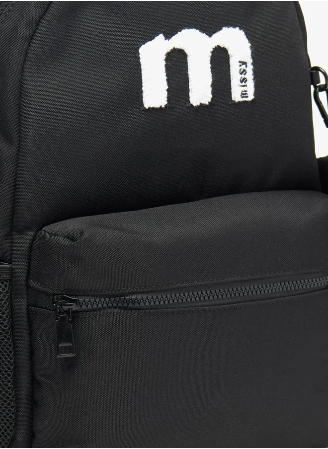 ميسي Women Missy Logo Detail Backpack with Adjustable Straps and Zip Closure